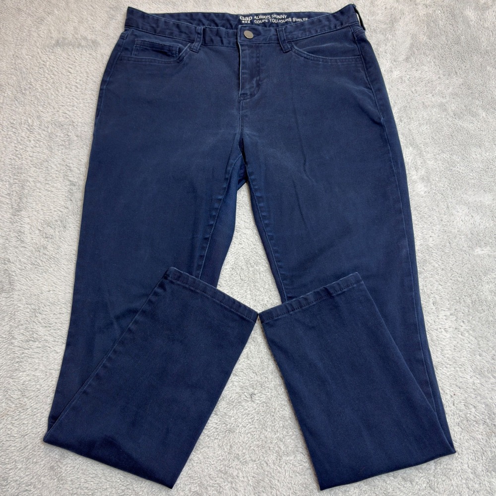 Gap Always Skinny Pants Womens 8R Navy Blue Mid Rise Stretch Trousers 32/28